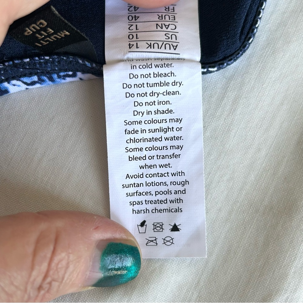 Nip Tuck Blue & White Print Tankini Swim Top - Picture 10 of 11